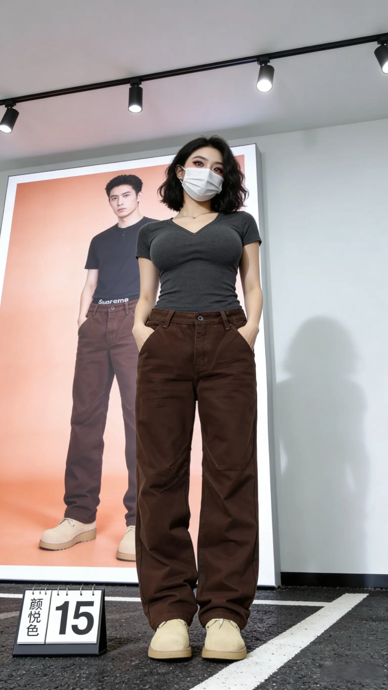 美式复古美拉德咖啡色牛仔裤男士宽松直筒春季裤子高端水洗休闲裤