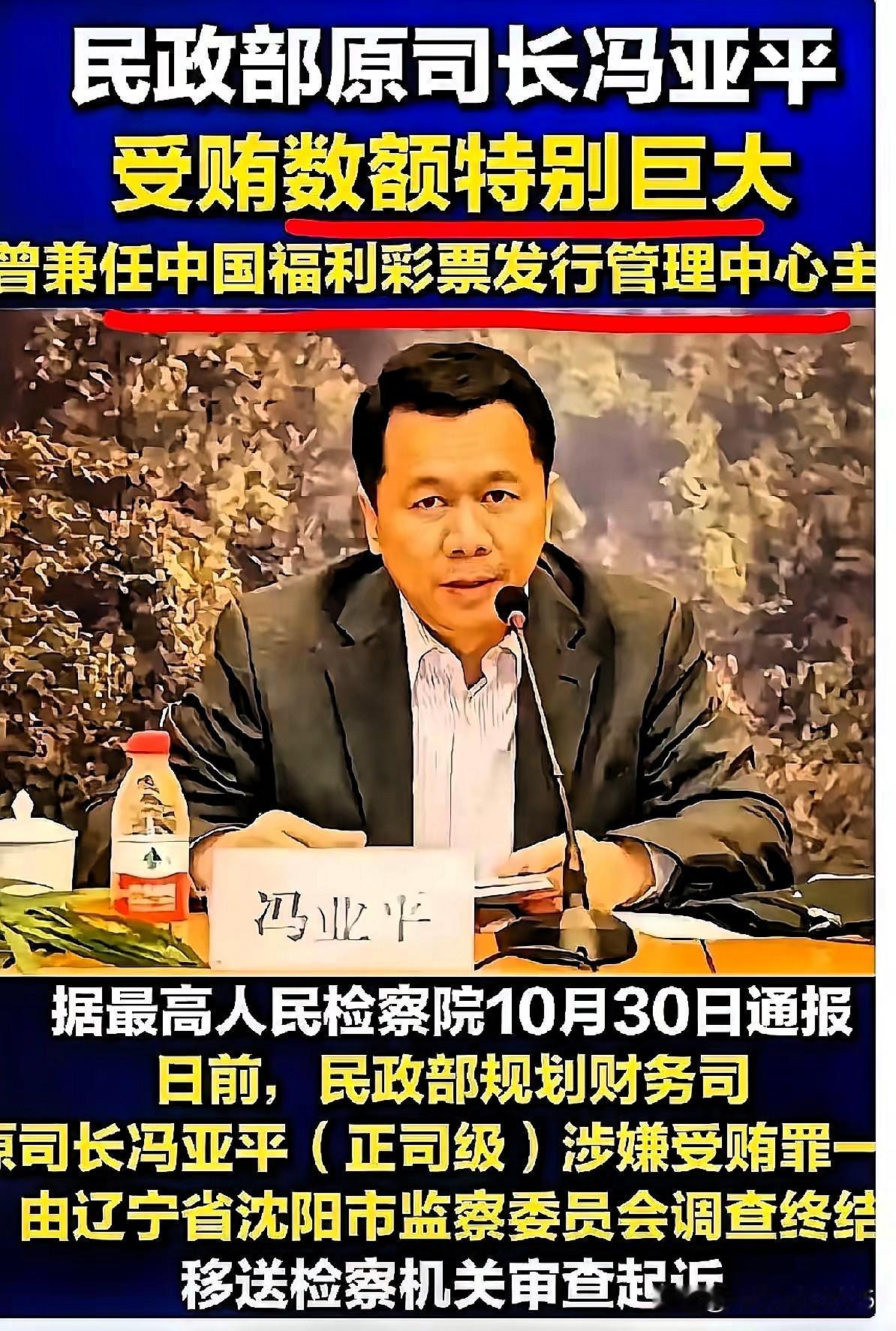 千刀万剐的坏蛋，
中国福利彩票最大的蛀虫冯亚平，因贪污受贿金额特别巨大，
被逮捕