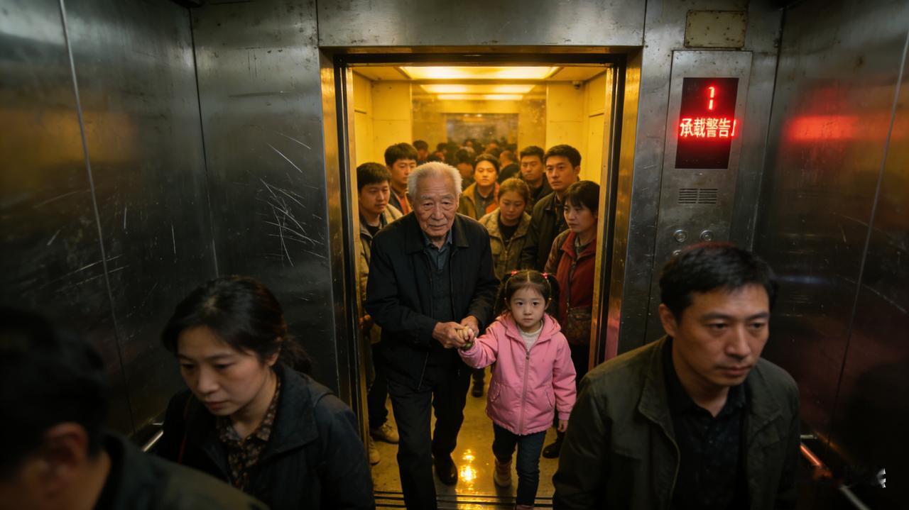 由于超载，电梯警报器响了，谁该下去呢？
老杜退休后前往省城与儿子一同生活，平日里