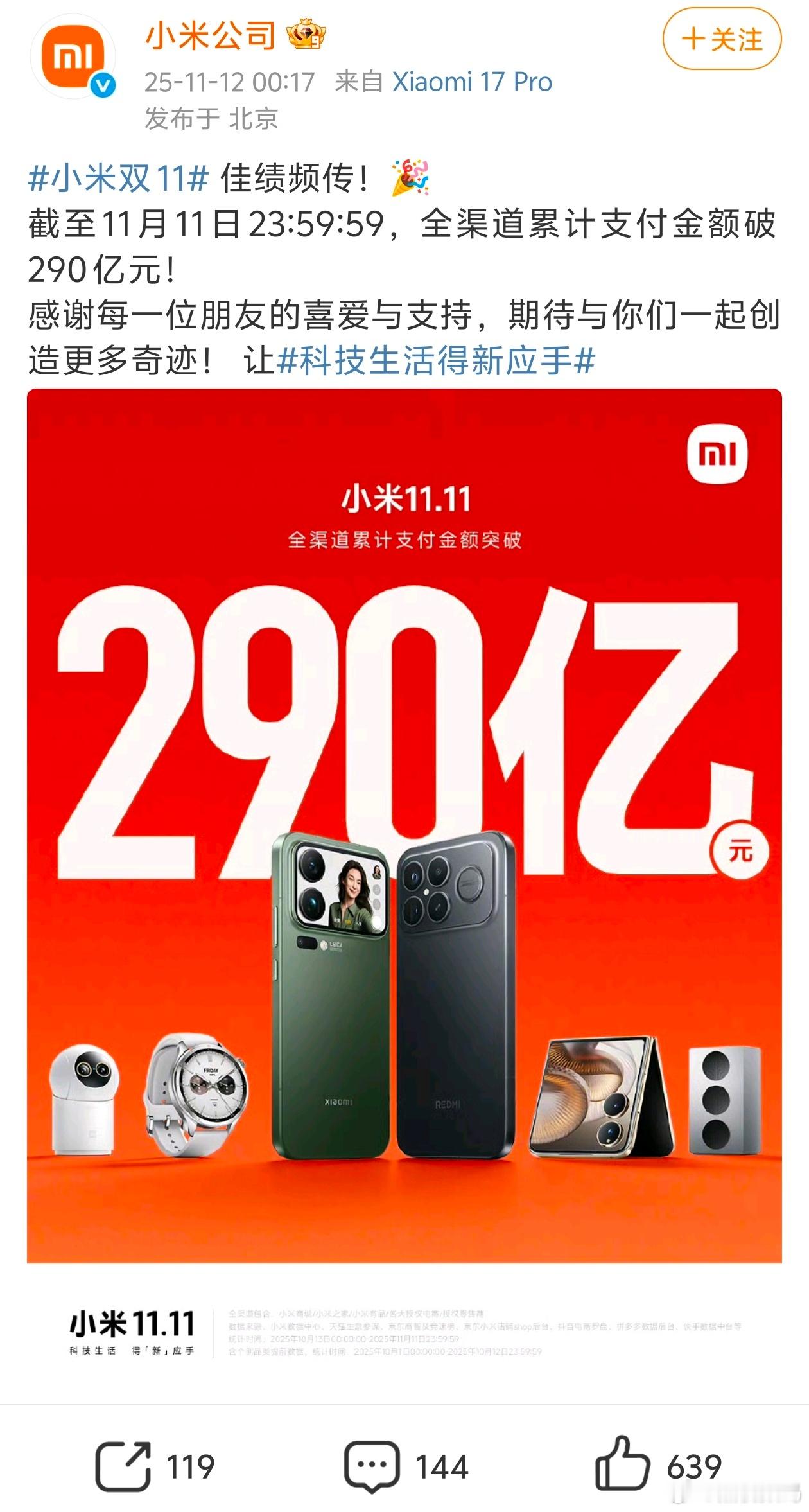 数据要对齐才客观！去年小米15晚开售近一个月，今年小米17早发还卖得好，这就是硬