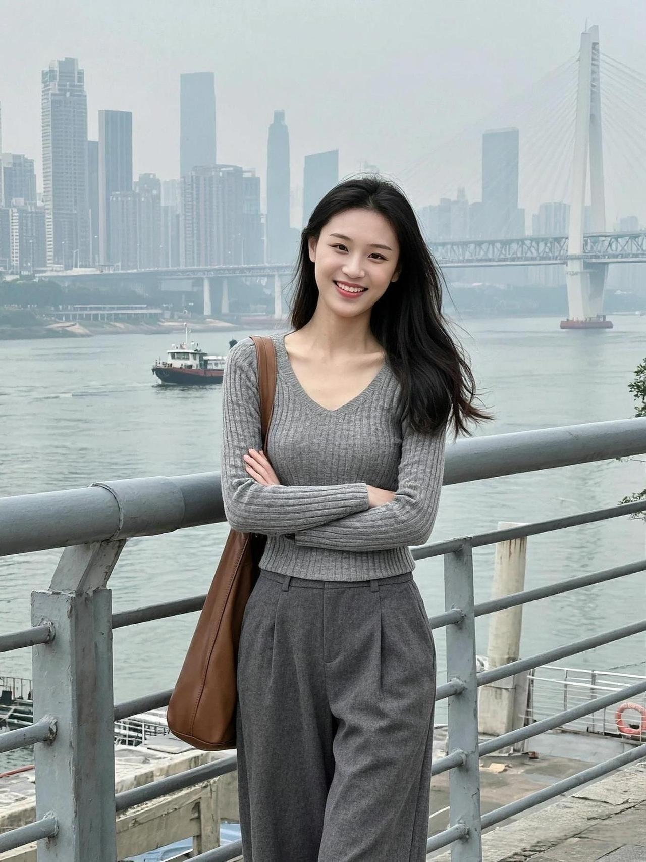 汽笛声被风滤得绵软，
浸在灰衫的褶皱里洇开，
桥是松弛的银线，
系住云的懒，
也