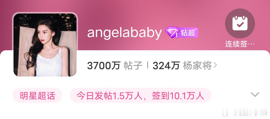 angelababy ｜杨颖 今晚真的牛，超话签到到10w[捂嘴哭][good]