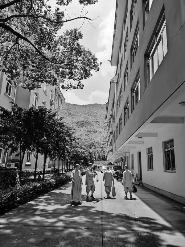 1997年的福鼎资国寺，28岁的贤志法师站在寺前空地上，望着几位拄拐杖的老居士，