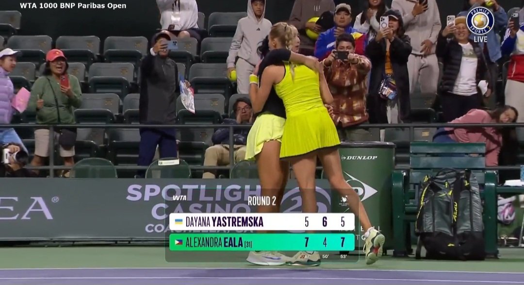 印第安维尔斯次轮，伊埃拉75 46 75力克雅斯特雷姆斯卡，比赛打了快三个小时，