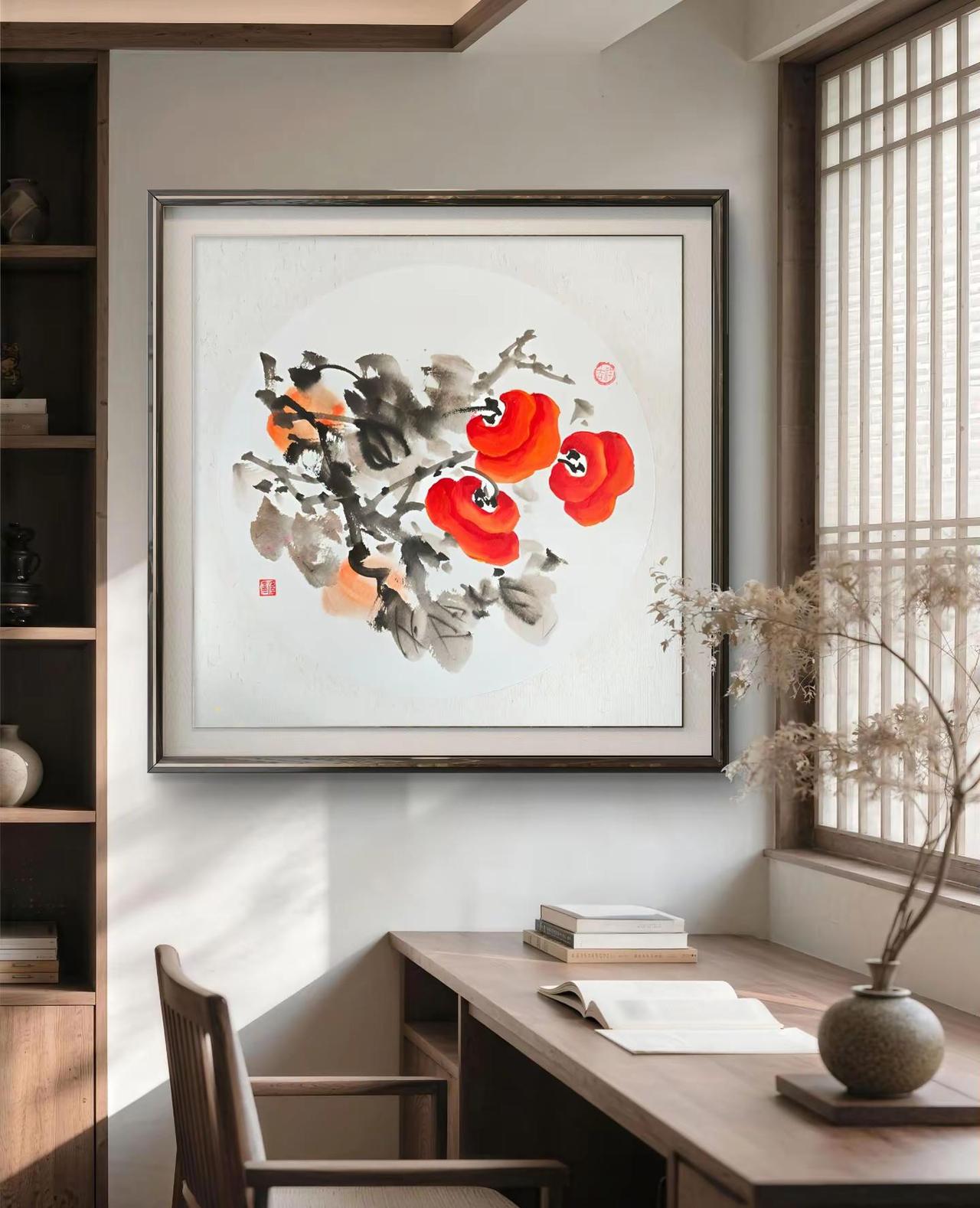 柿柿如意🍅。国画 柿子