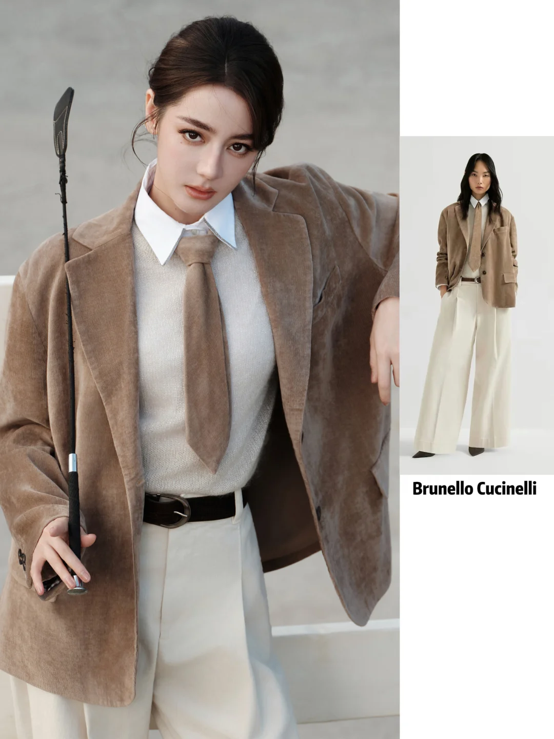 迪丽热巴演绎奢牌Brunello Cucinelli，好飒