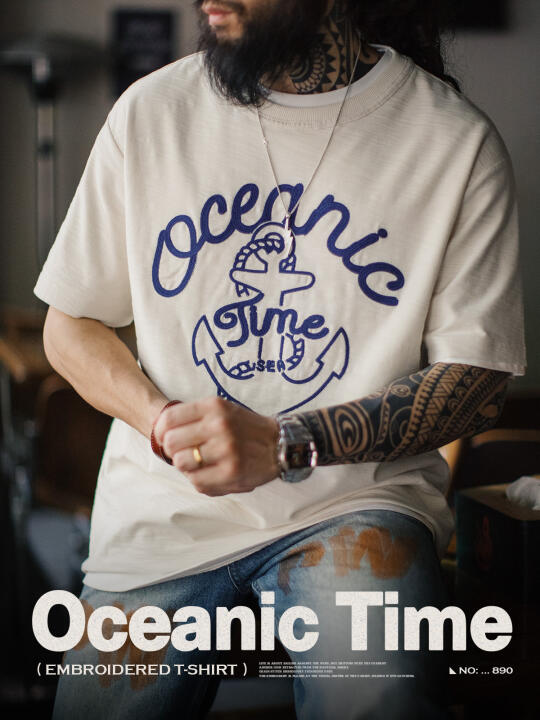 远洋日刺绣Tee,夏日冒险行动质感登场！
