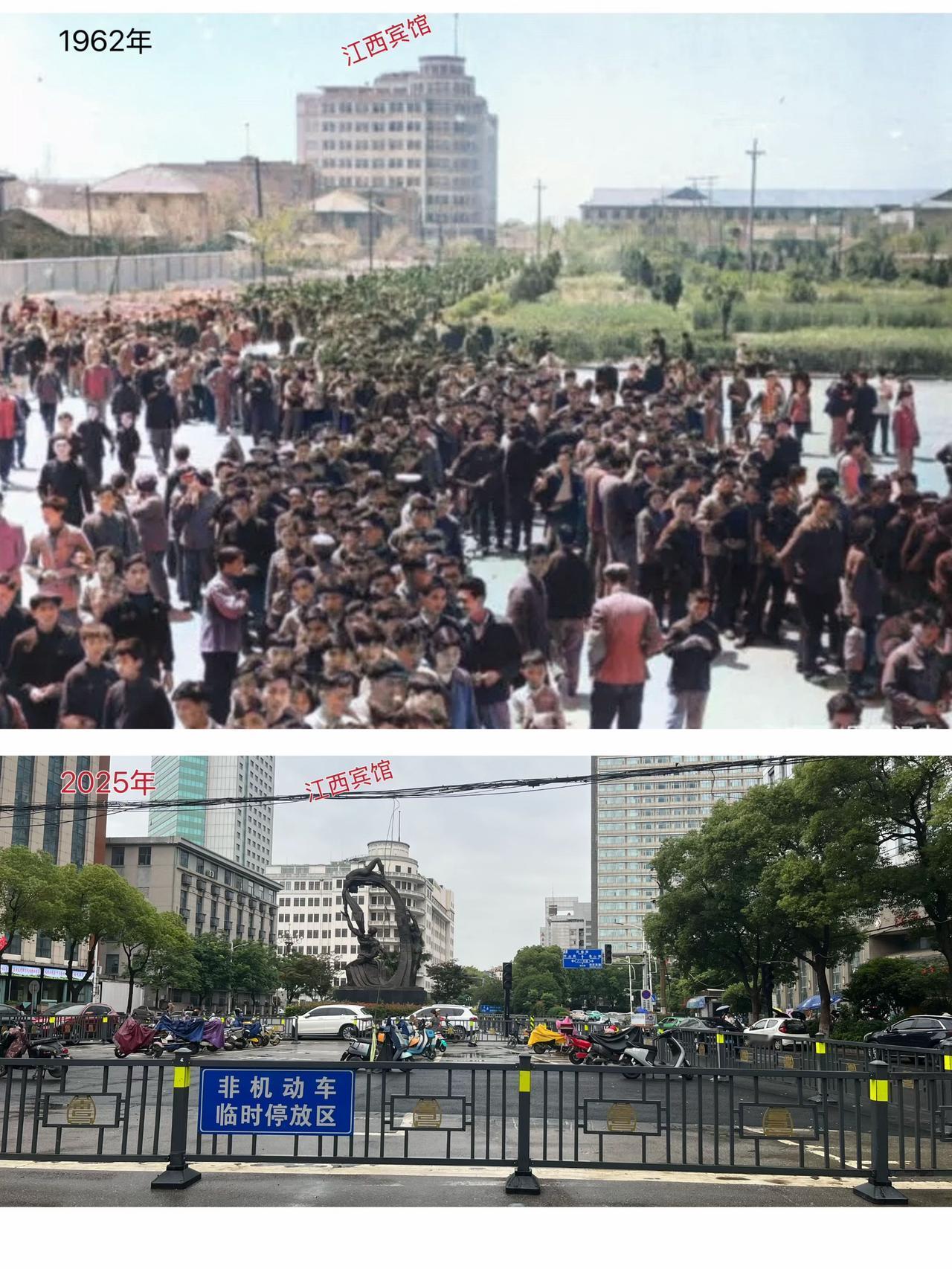 老照片是1962年全国乒乓球锦标赛在福州路江西省体育馆举办，观众正在排队等待进场