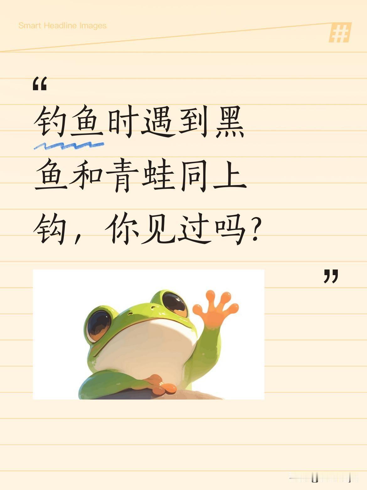 钓鱼时遇到黑鱼和青蛙同上钩，你见过吗？
有钓友分享了有趣一幕：黑鱼咬钩的瞬间，旁