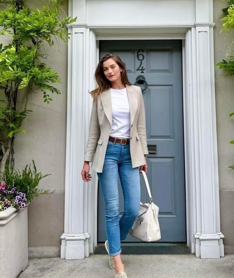 西装不是穿给老板看的，是穿给自己撑场子的。
秋冬别再死磕黑灰了，驼色西装一上身，