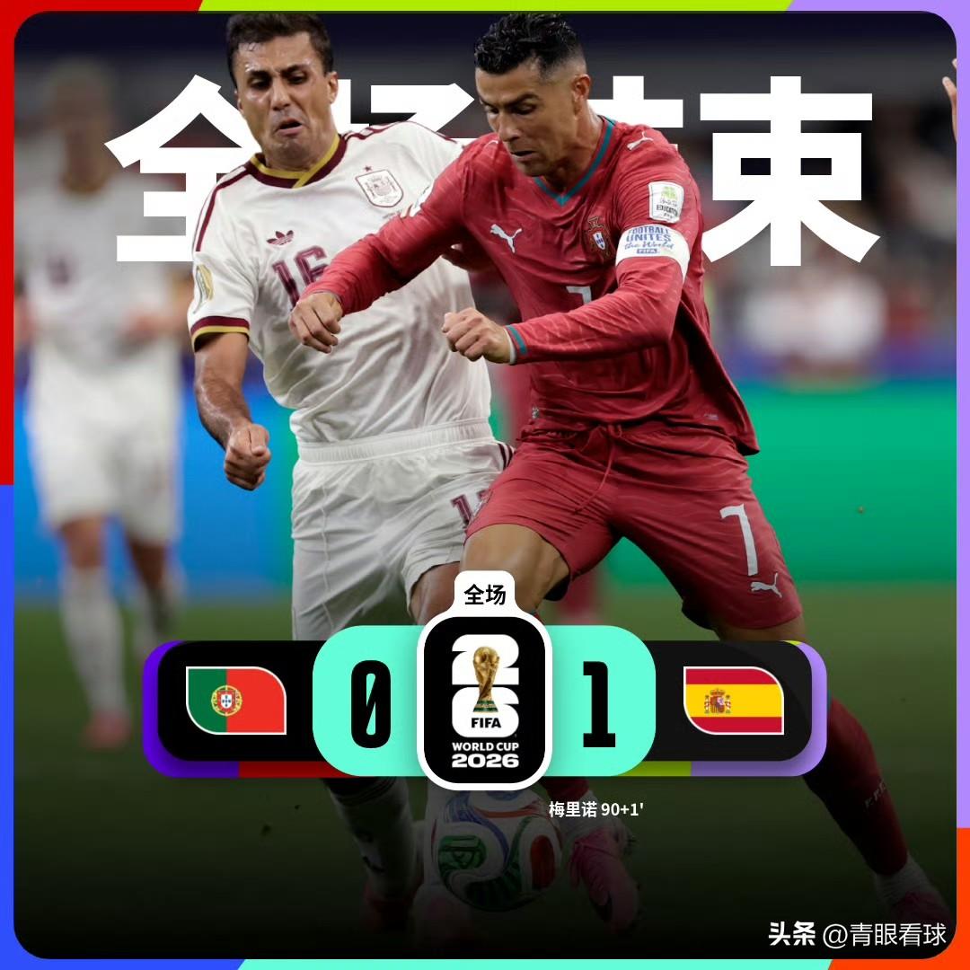 西班牙1比0淘汰葡萄牙，将产生4大连环反应：
1，西班牙的关注度远远没有葡萄牙高