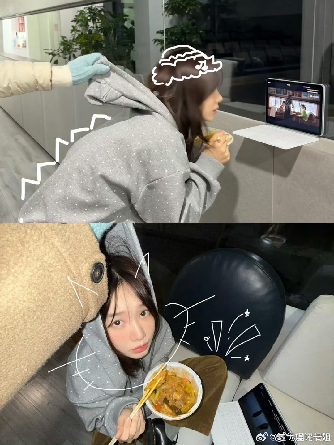 徐梦洁吃饭这么香的原因找到了 徐梦洁在《三人行》里的干饭镜头太有食欲了！吃饭香不