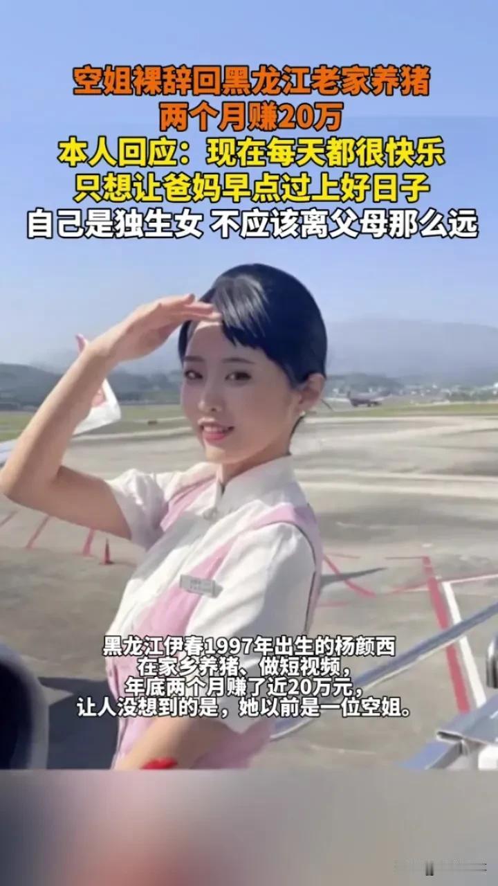 从云端到田园：杨颜西的别样人生

空姐杨颜西，1997年生于黑龙江伊春，因父母隐