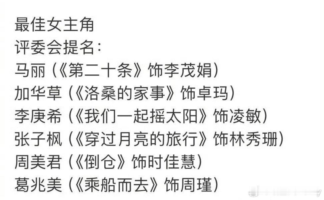 #第37届金鸡奖提名名单##金鸡奖海报#感觉90后女演员好废，00后都多次提名了