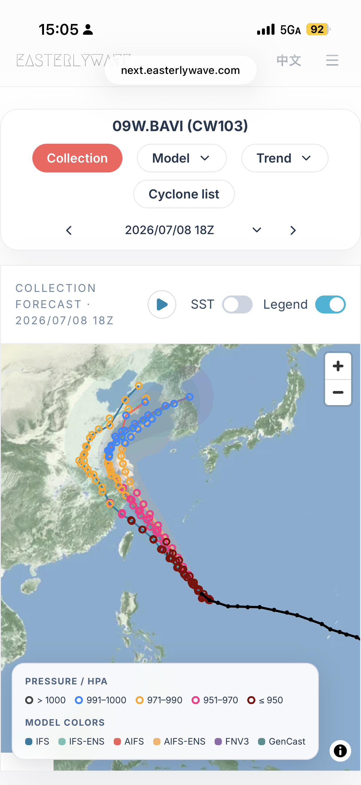 台风巴威最新路径来了台风巴威到哪了 短篇：半边脸台风？台风巴威强度下降但规模扩大