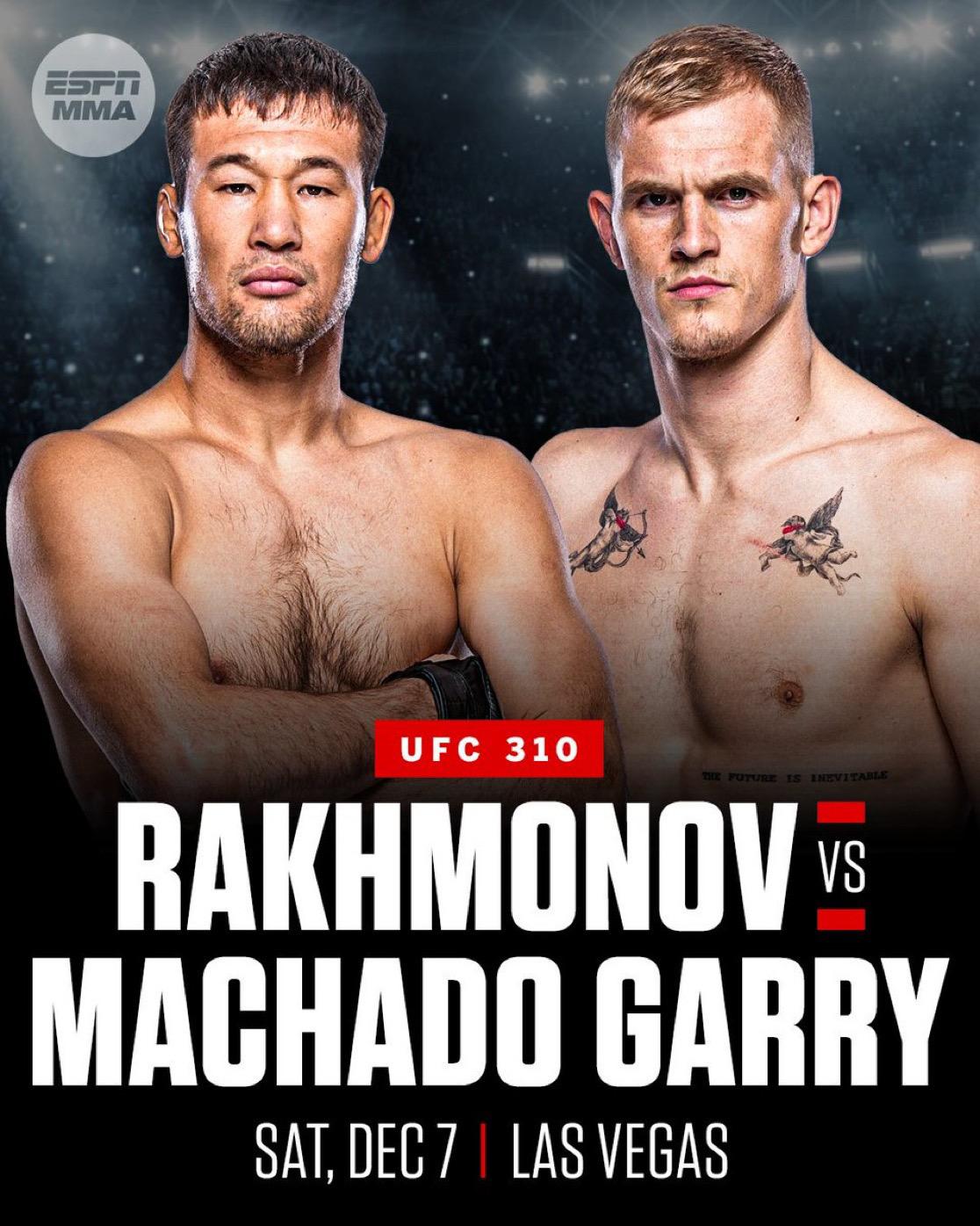 UFC310新的联合主赛沙夫卡特VS伊恩加里比赛将进行5回合争夺第一挑...