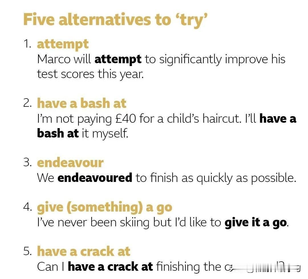 其它表达“try”的英语表达
