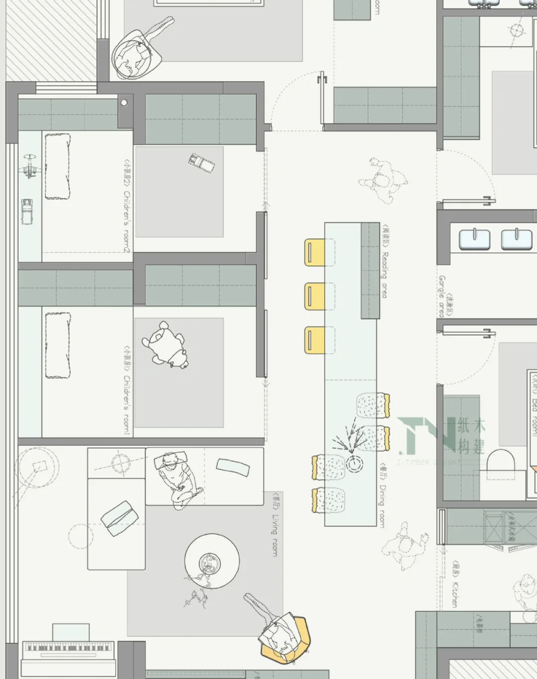 刚需五房户型改造｜大大横厅变儿童房