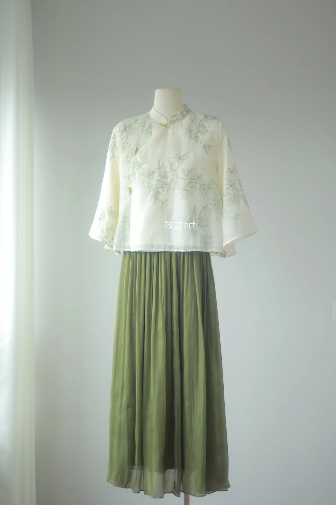 竹叶刺绣｜全开襟国风上衣