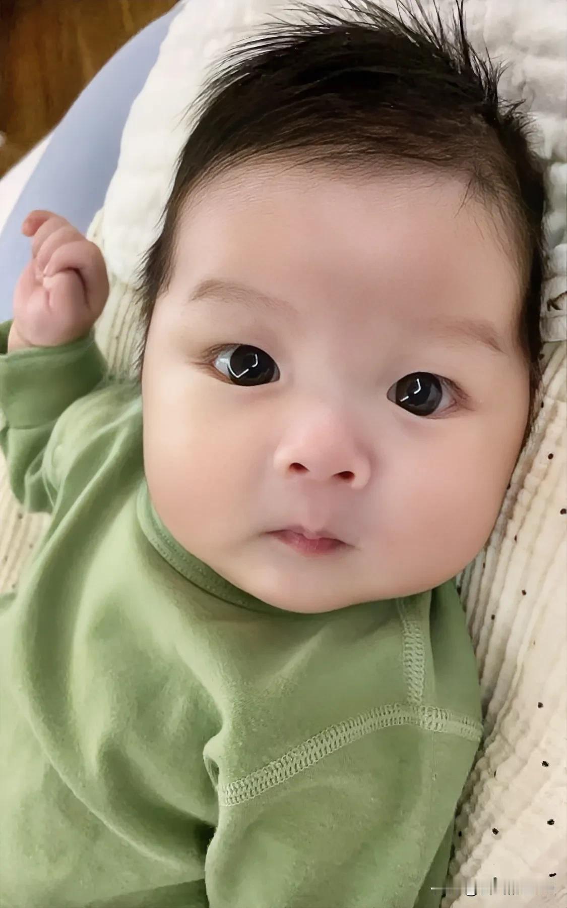 球球的儿子小陈皮太可爱了，浓眉大眼四方脸，一看就是吃八方高颜值脸。连亲妈球球都调