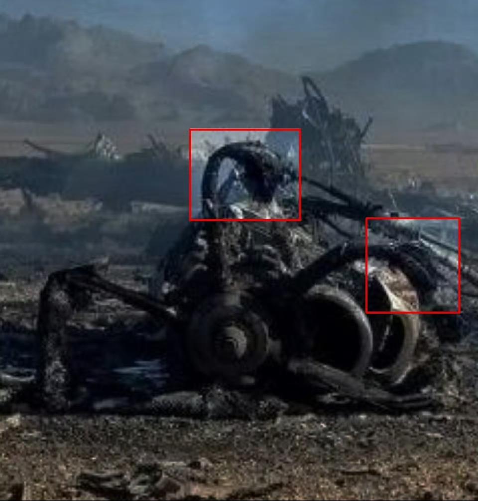 看看这堆MC130的废铁，大家一起来当侦探：螺旋桨齐刷刷向一边弯折，这哪是陷沙搁