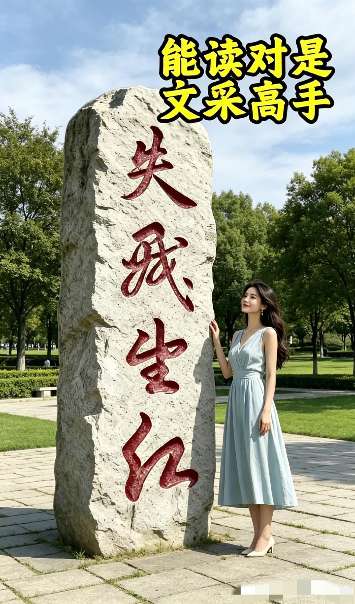 我敢打赌！能把石碑上这四个字认全的人，绝对是书法水平相当不错的高手！