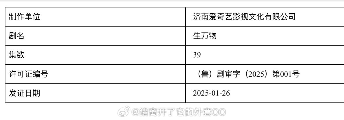 刘家成执导，杨幂主演的年代剧《生万物》取得发行许可证，共39集！恭喜🎉期待早日