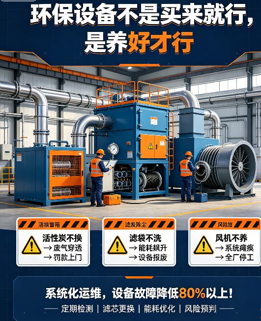 环保设备运维全攻略：活性炭多久换？整机怎么巡？
很多企业环保设备用了好几年，运维