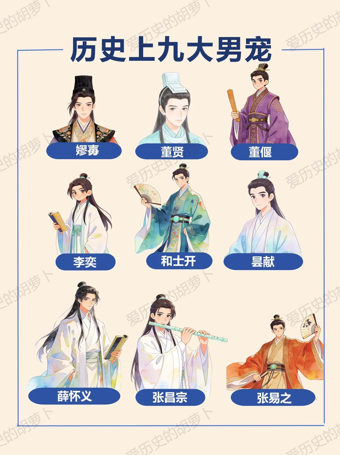 历史上九大男宠，结局一地鸡毛🪶。