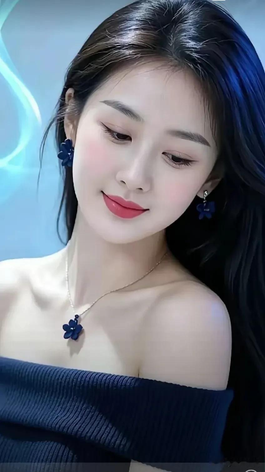 一抹沉静藏蓝，花朵配饰点缀，温柔又带着清冷质感✨
美女穿搭照 美女穿搭背影
