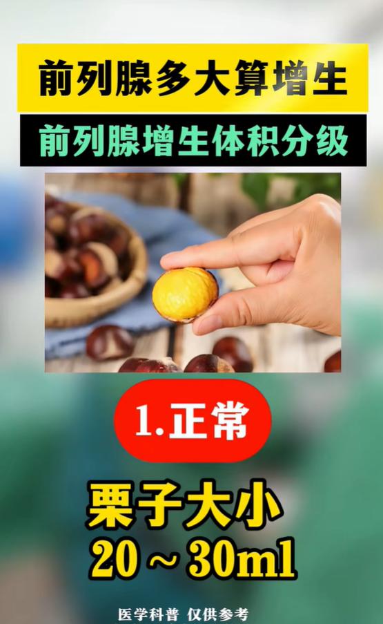 前列腺大小对照栗子芒果，四档增生分级自查