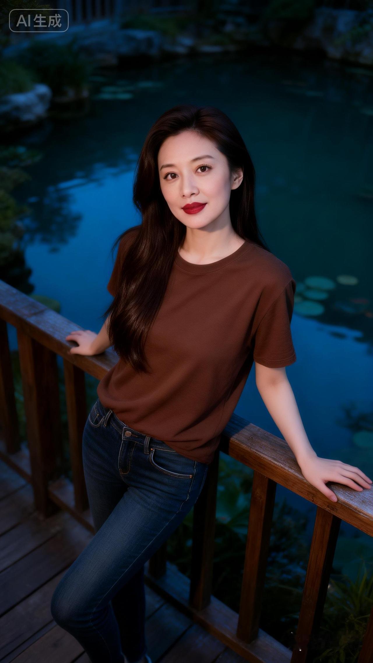 夜晚的宁静，倚栏远眺，心旷神怡。