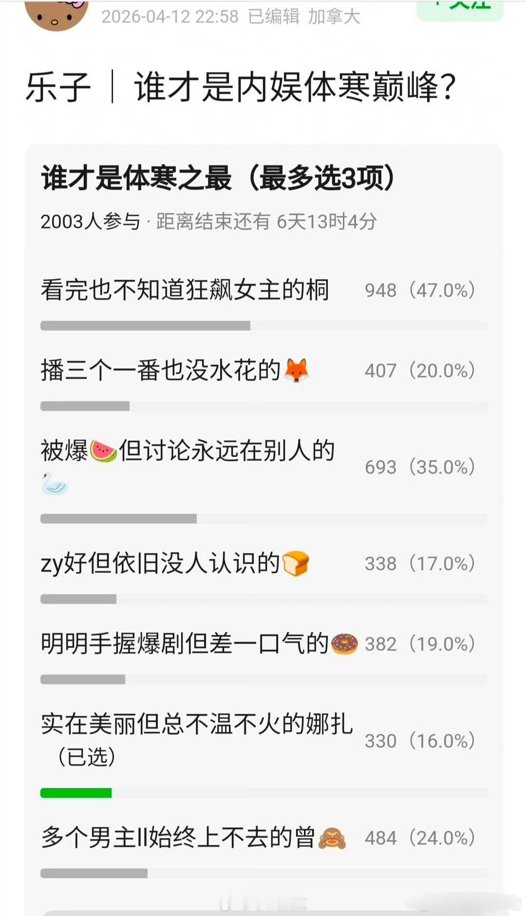 谁才是内娱体寒巅峰？ 