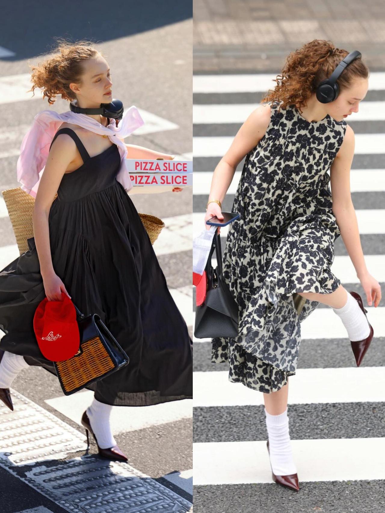 随性又时髦，夏天这样穿超美！
短款T恤搭阔腿裤，露腰显瘦又慵懒；碎花长裙配白袜尖