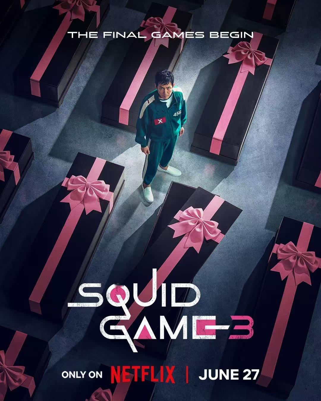 《鱿鱼游戏》第三季首张海报，该剧将于6月27日上线Netflix。 ​​​