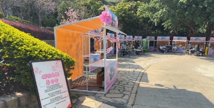 厦门狐尾山公园的樱花终于开啦，满树粉红惹得游人如织，热闹极了。漫步在樱花市集，来