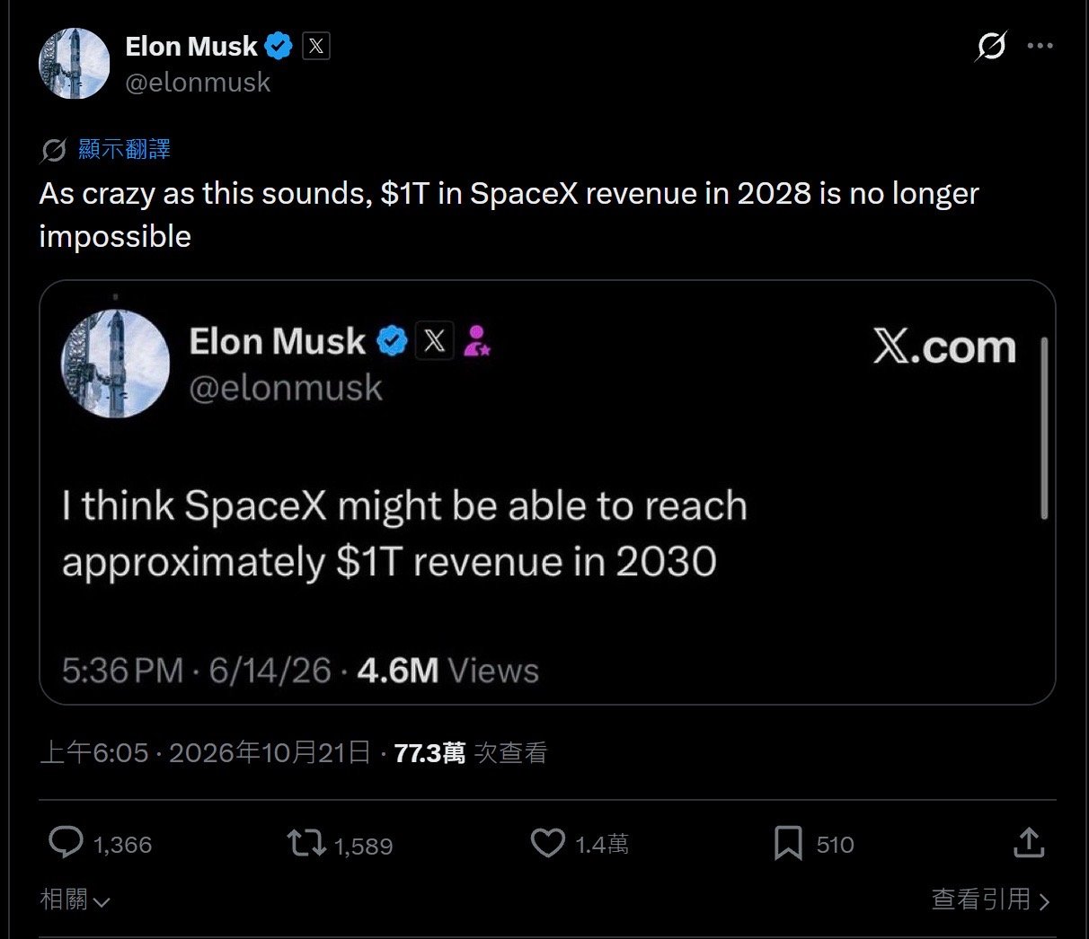SpaceX万亿美元营收或提前至2028SpaceX直接把万亿美元营收目标提前到