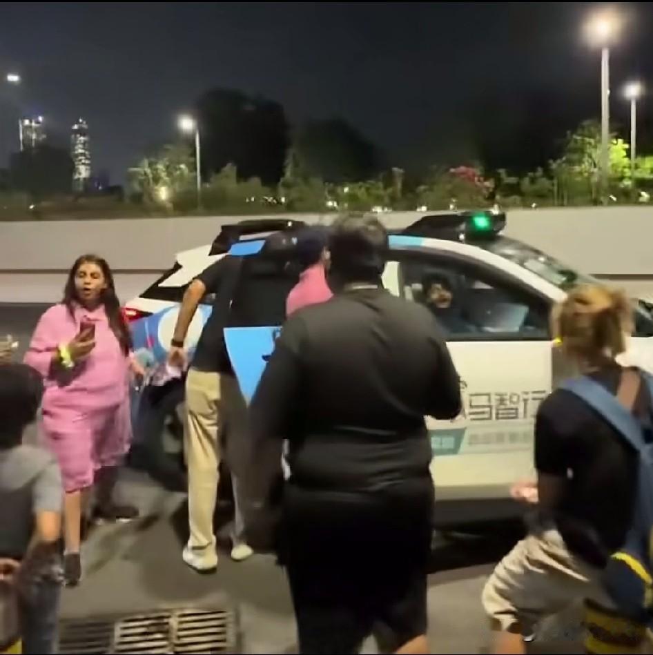 无序…[捂脸]印度人到深圳想体验无人驾驶出租车，连大带小一行8个，本可以打两车解