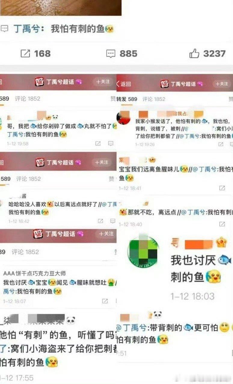 丁禹兮怕有刺的鱼 懒得说.. 