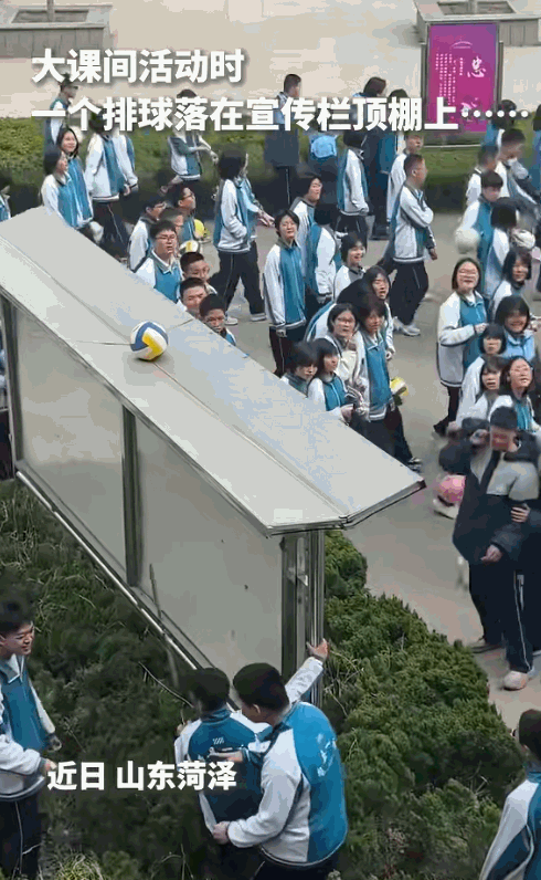 “没想到上人民日报了！”近日，山东菏泽，大课间活动时一男生抛排球，不料，排球不偏