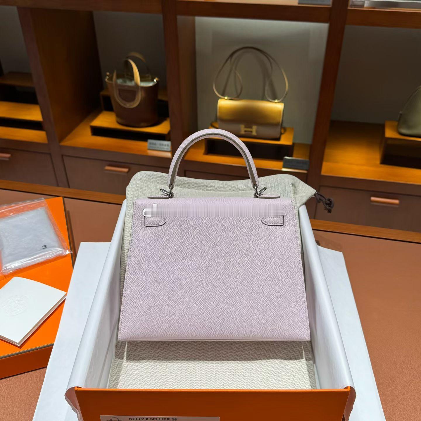 Kelly25 Epsom 09梦幻粉紫 银扣爱马仕hermes