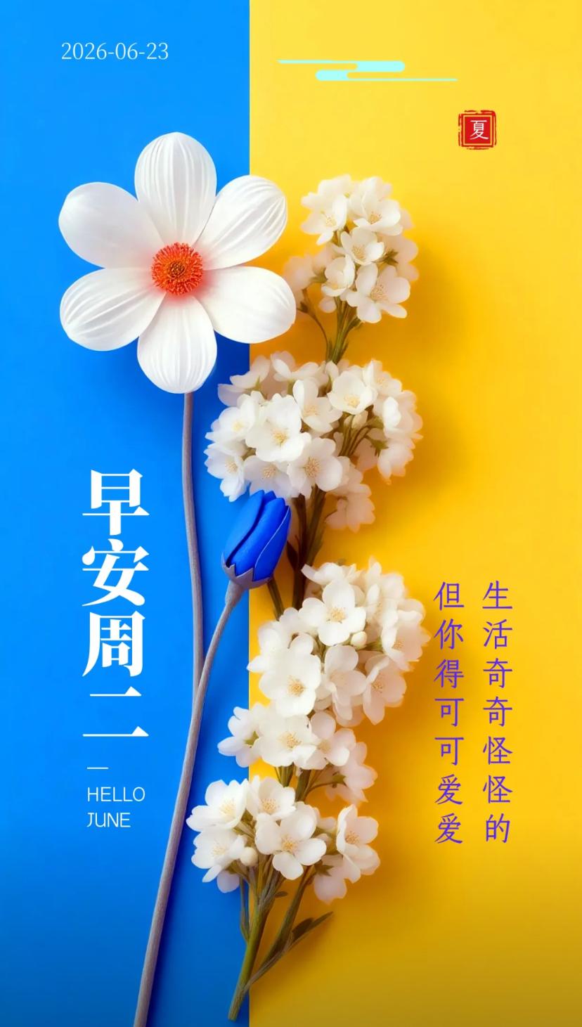 夏晨问安，夏风拂面藏牵挂，从容共度惜今缘。
2026./06.23.
[微风][