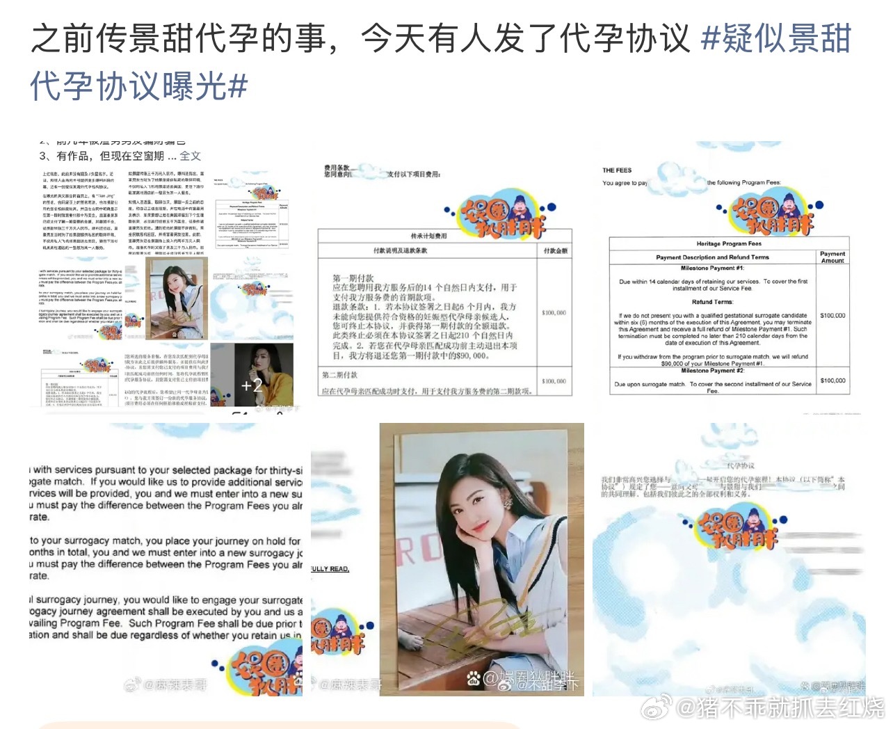 妈呀，连协议都爆出来了？ 疑似景甜代孕协议曝光
