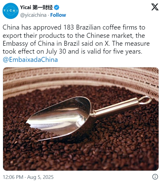 中国大力度引入巴西咖啡，支持巴西抗击美国关税霸凌最近一年喝了很多埃塞俄比亚咖啡，