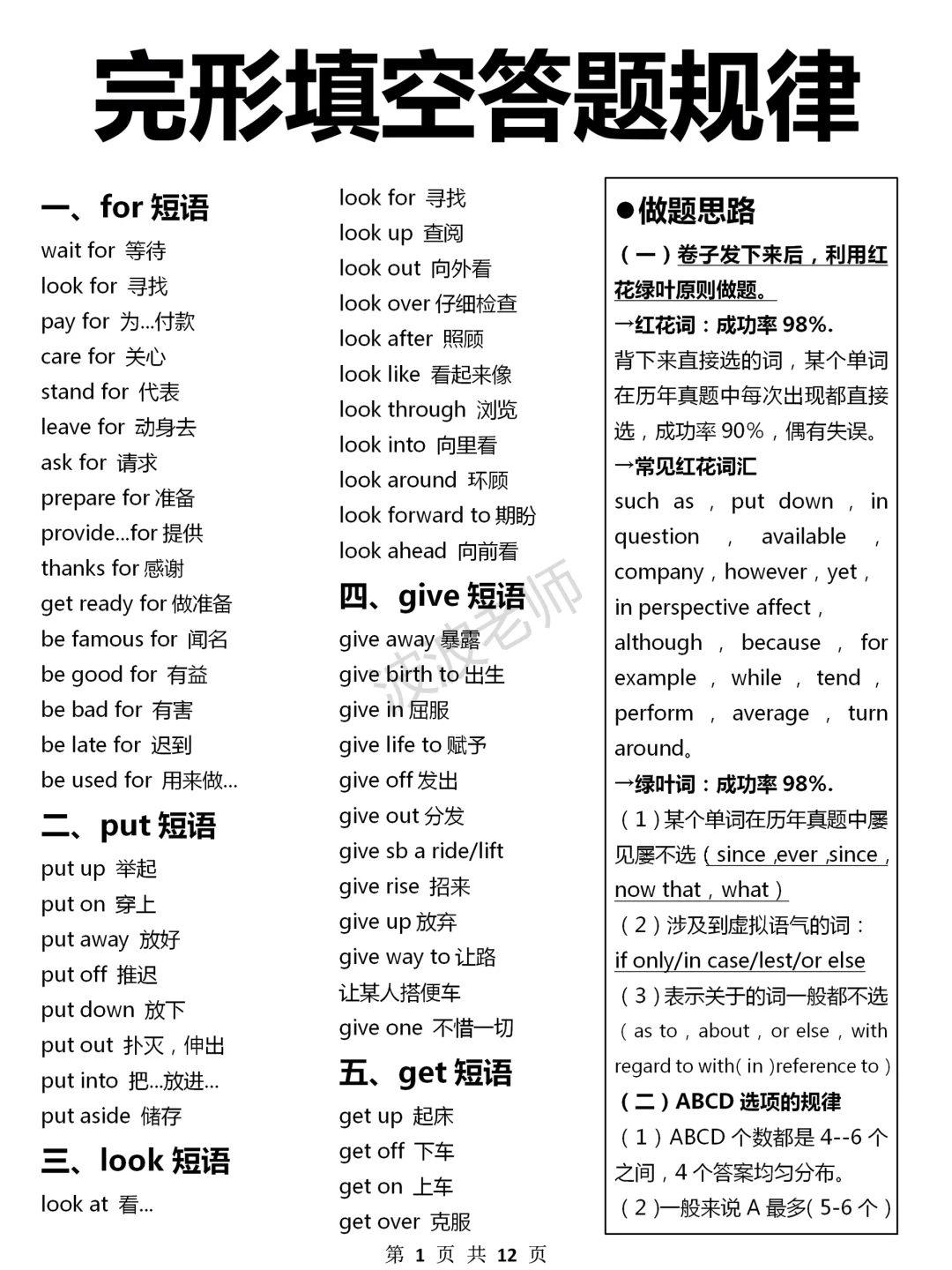 完形填空答题技巧！啃透轻松130➕！！栓Q！