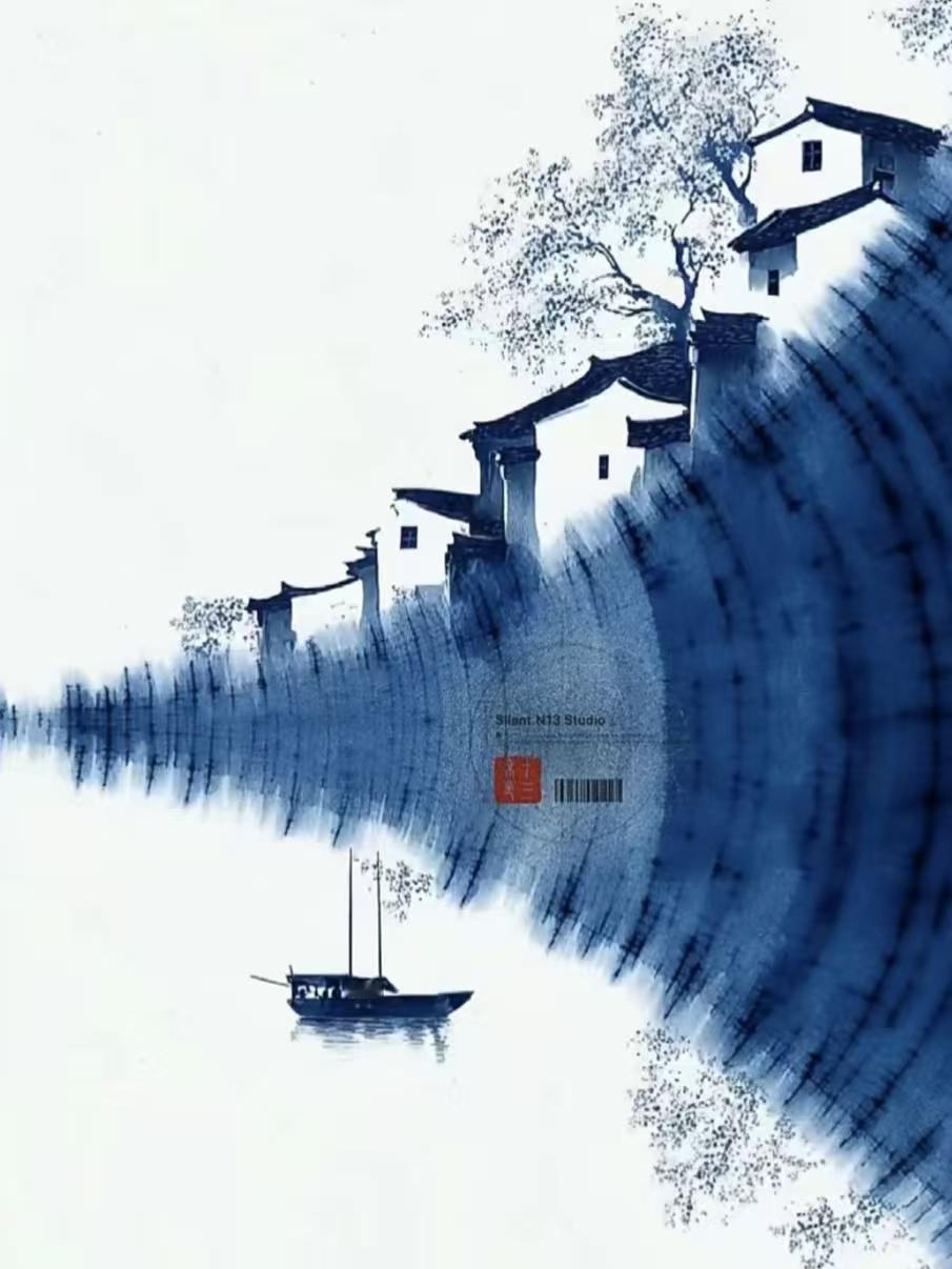 天净沙·江南水墨
墨晕江南千年，
水光云影长天，
画意浮生自现。
清眸初见，
一