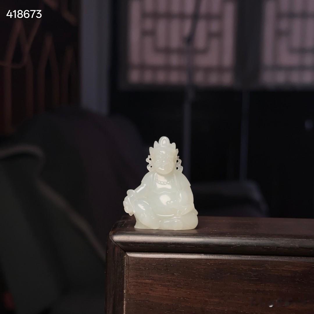 清代和田籽白玉黄财神