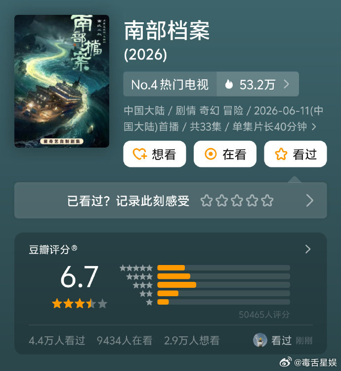 南部档案豆瓣评分6.7南部档案6.7《南部档案》6.7 