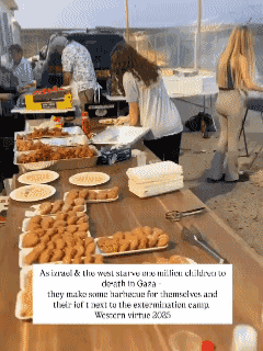 去年在以色列军队持续对加沙实施轰炸和空袭、造成饥荒的情况下，很多以色列人故意在加