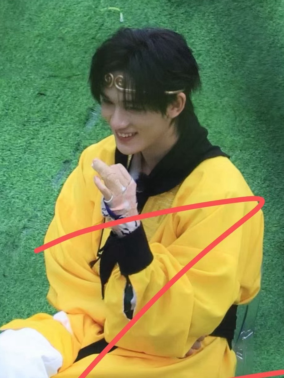 就这样举着受伤的小年蹄搁那萌萌的笑💧 